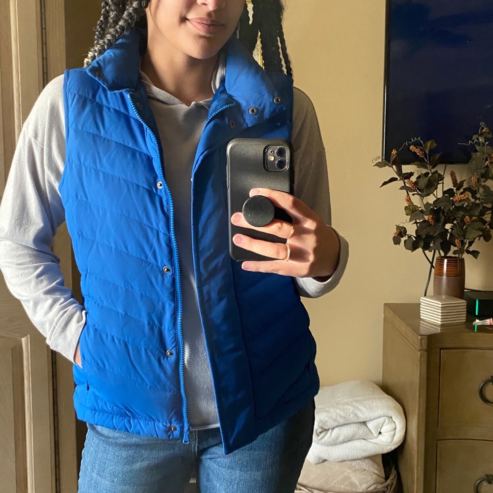 Talbots Royal Blue Petite Puffer Down Vest
